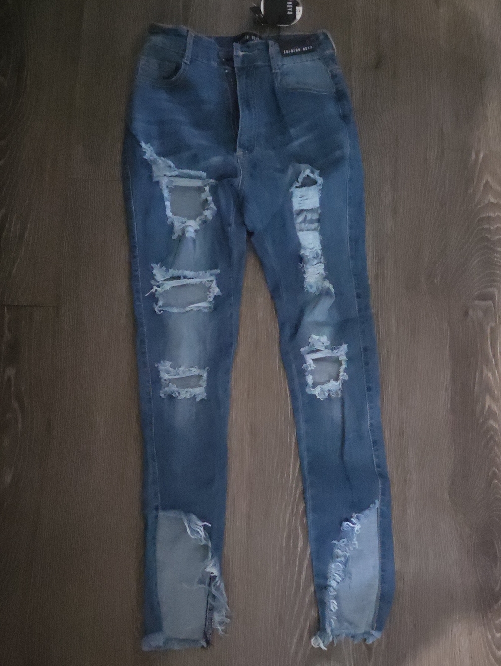 Fashion Nova High-Rise Distressed Skinny Jeans - Blue